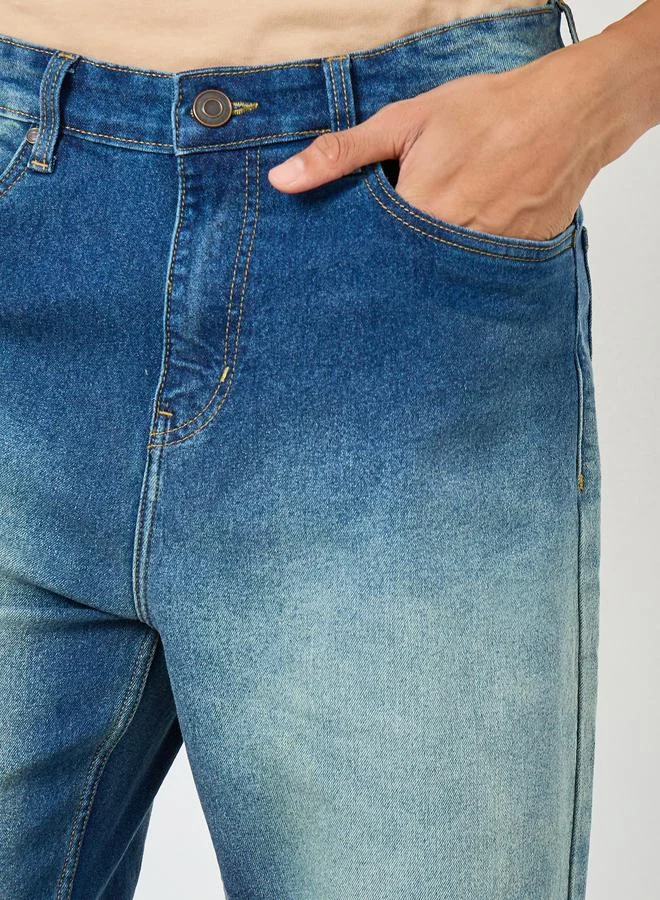 Styli Men Blue Loose Fit Faded Jeans